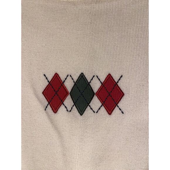 Liz & Co Sweater Women Argle Print Cream Size Small Cotton Preppy - Picture 3 of 5